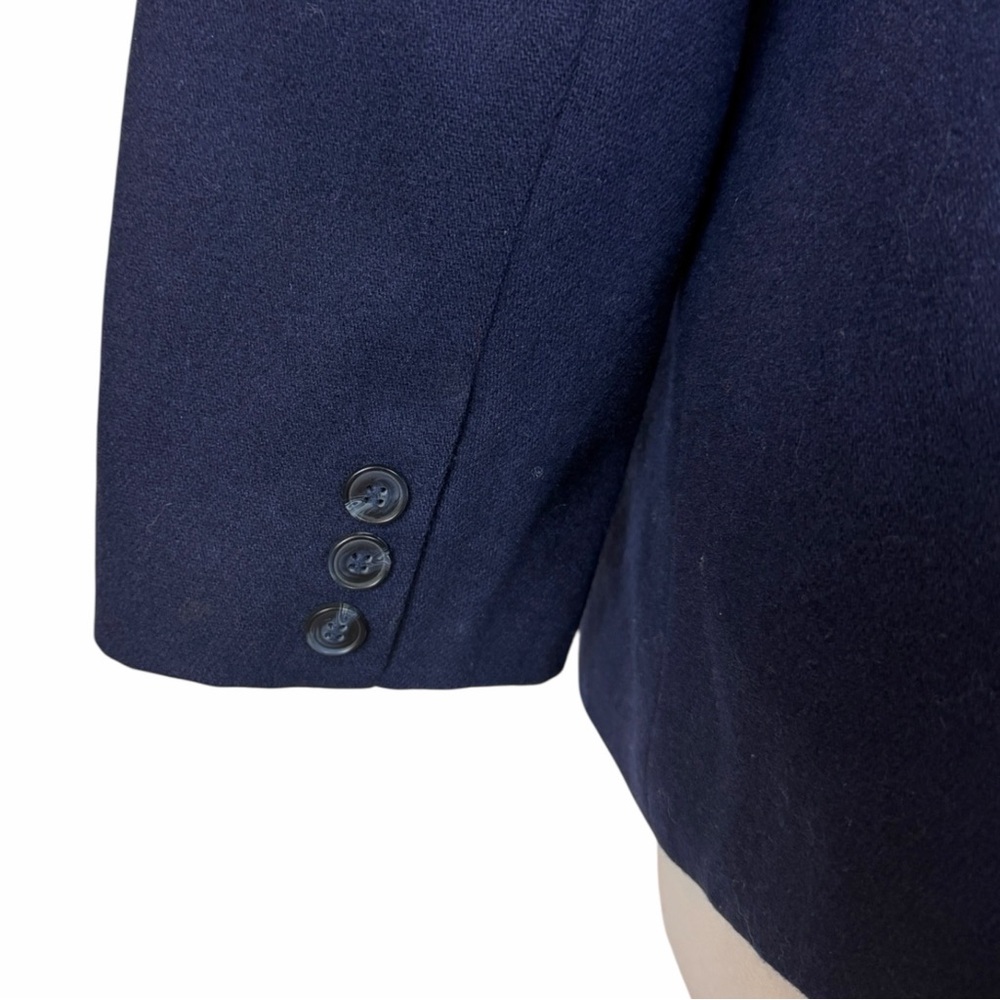 Vintage Accent Navy Wool Blazer Women’s Size 14 Made USA ILGWU Tailored Jacket - Picture 10 of 12